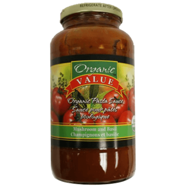 Sauce pour pâtes biologique Champignons et Basilic Organic Value 700ml